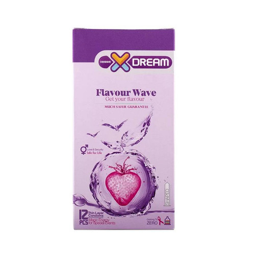 کاندوم ایکس دریم مدل Flavour Wave بسته 12 عددی