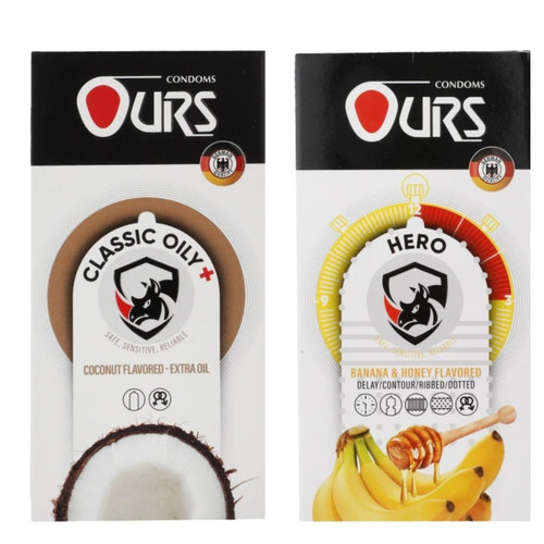 کاندوم تاخیری اورز مدل HERO بسته 12 عددی به همراه کاندوم ساده اورز مدل OILY PLUS بسته 12 عددی
