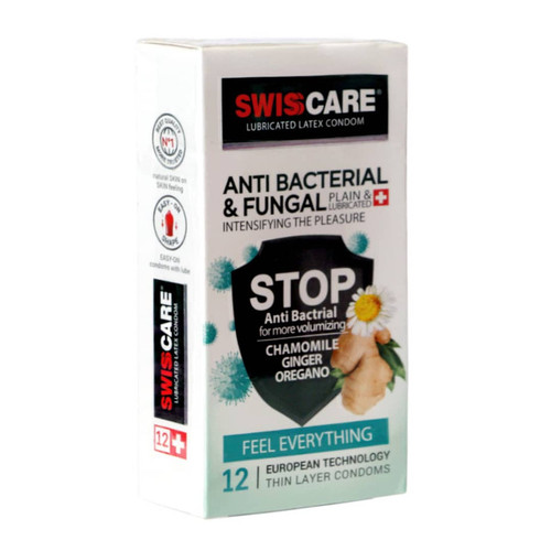 کاندوم سویس کر مدل ANTIBACTERIAL and FUNGAL بسته 12 عددی