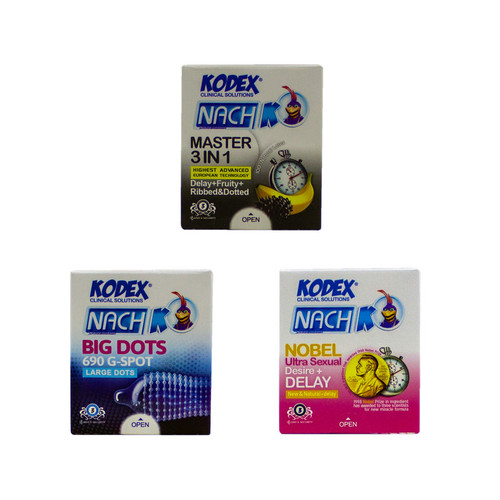 کاندوم ناچ کدکس مدل MASTER 3 IN 1 و BIG DOTS و NOBEL بسته 3 عددی