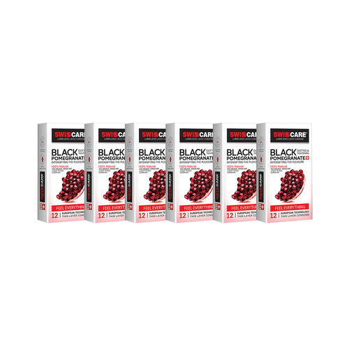 کاندوم سوئیس کر مدل BLACK POMEGRANATE مجموعه 6 عددی