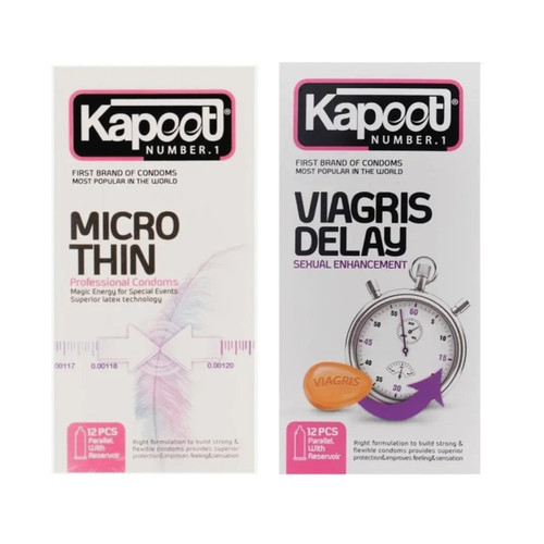 کاندوم کلاسیک کاپوت مدل MICRO THIN بسته 12 عددی به همراه کاندوم تاخیری کاپوت مدل VIAGRIS DELAY بسته 12 عددی