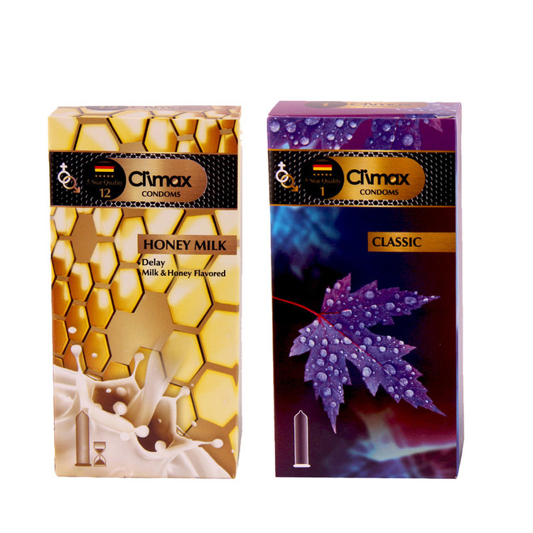 کاندوم کلایمکس مدل classic بسته 12 عددی به همراه کاندوم مدل honey milk بسته 12 عددی