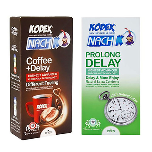کاندوم ناچ کدکس مدل PROLONG DELAY بسته 12 عددی به همراه کاندوم ناچ کدکس مدل Coffee Delay بسته 12 عددی