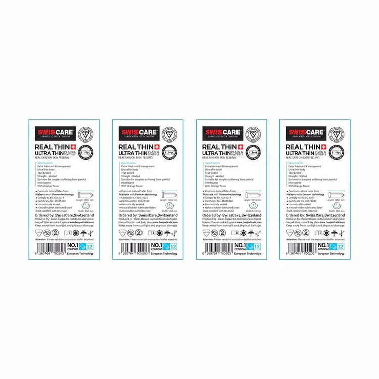 کاندوم سوئیس کر مدل Real Thin Ultra Thin مجموعه 4 عددی