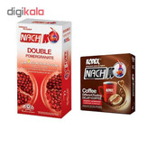 کاندوم ناچ کدکس مدل double pomergranate بسته 12 عددی به همراه کاندوم مدل coffe بسته 3 عددی