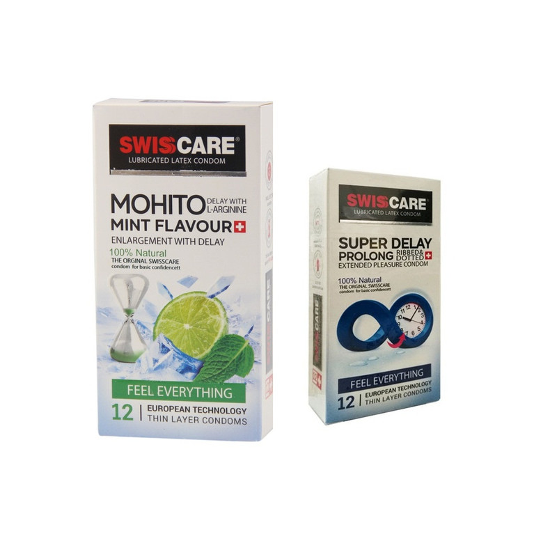 کاندوم سوئیس کر مدل Mohito SUPER DELAY مجموعه 2 عددی