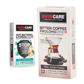 کاندوم سوئیس کر مدل ANTI BACTERIAL بسته 12 عددی به همراه کاندوم سوئیسکر مدل Coffee Prolong بسته 12 عددی
