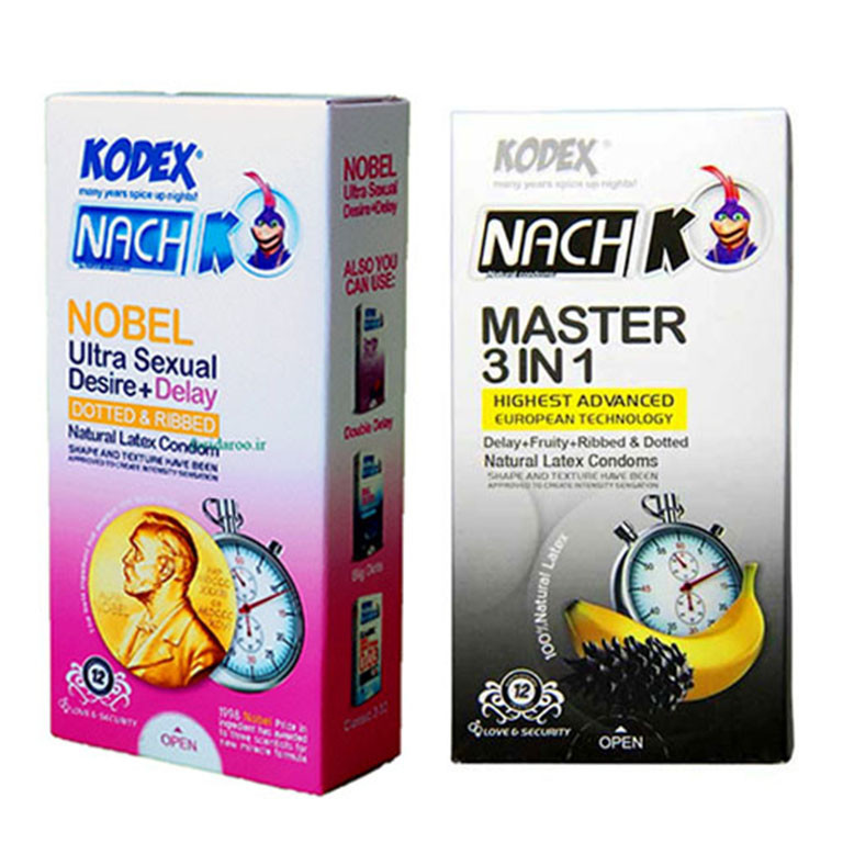 کاندوم ناچ کدکس مدل MASTER 3 IN 1 بسته 12 عددی به همراه کاندوم ناچ کدکس مدل NOBEL، بسته 12عددی