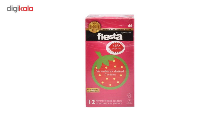 کاندوم خاردار فیستا مدل Strawberry Dotted بسته 12 عددی