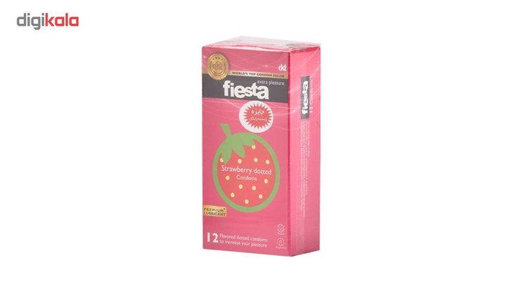 کاندوم خاردار فیستا مدل Strawberry Dotted بسته 12 عددی