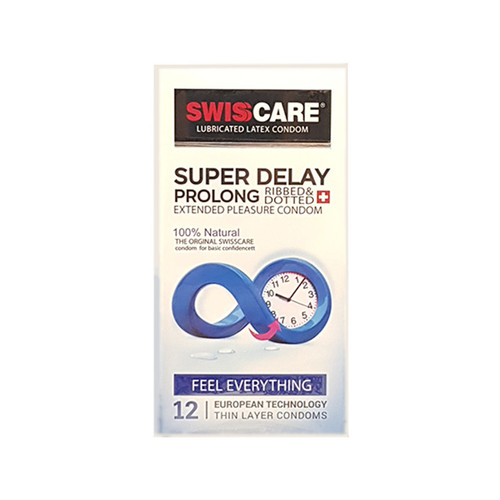 کاندوم سوئیس کر مدل SUPER DELAY PROLONG بسته 12 عددی