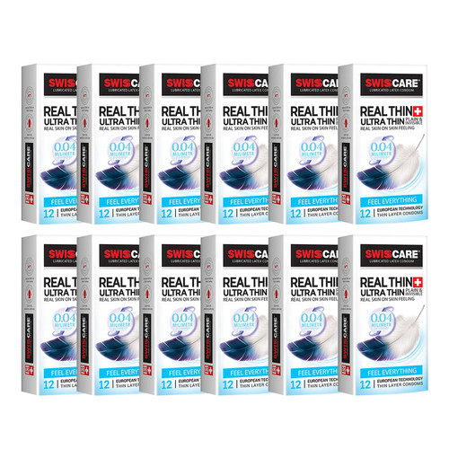 کاندوم سوئیس کر مدل REAL THIN مجموعه 12 عددی