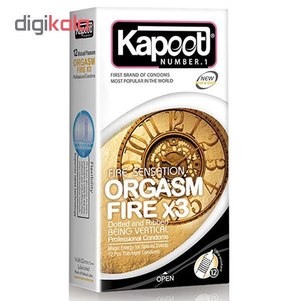 کاندوم کاپوت مدل Orgasm Fire X3 بسته 12 عددی
