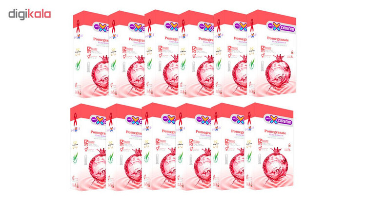 کاندوم ایکس دریم مدل pomegranate مجموعه 12 عددی