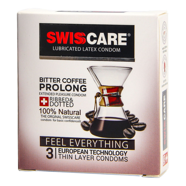 کاندوم سوئیسکر مدل Bitter Coffee بسته 3 عددی به همراه روغن یودن مدل AP 30 حجم 30 میلی لیتر