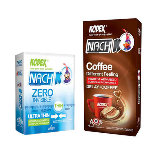 کاندوم تاخیری ناچ کدکس مدل COffee بسته 12 عددی به همراه کاندوم تاخیری ناچ کدکس مدل ZEROO بسته 3 عددی