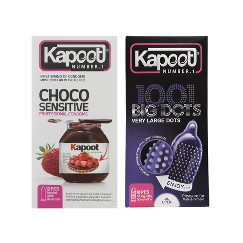 کاندوم کاپوت مدل Sensitive بسته 12 عددی به همراه کاندوم مدل BIG DOTS بسته 10 عددی