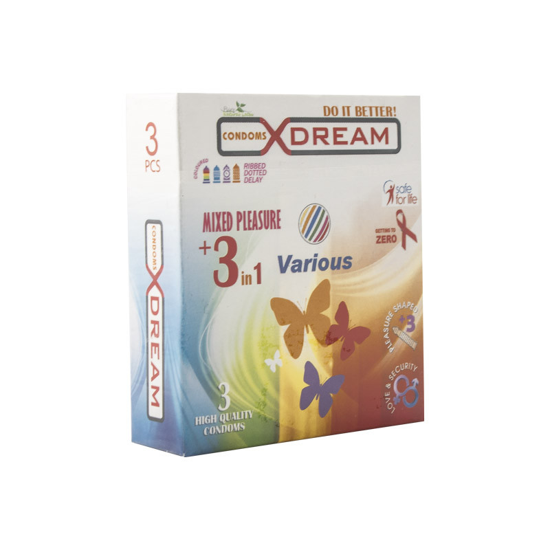 کاندوم ایکس دریم مدل various بسته 3 عددی