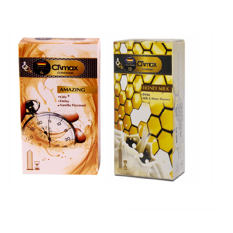 کاندوم کلایمکس مدل AMAZING بسته 12 عددی به همراه کاندوم کلایمکس مدل Honey Milk بسته 12 عددی