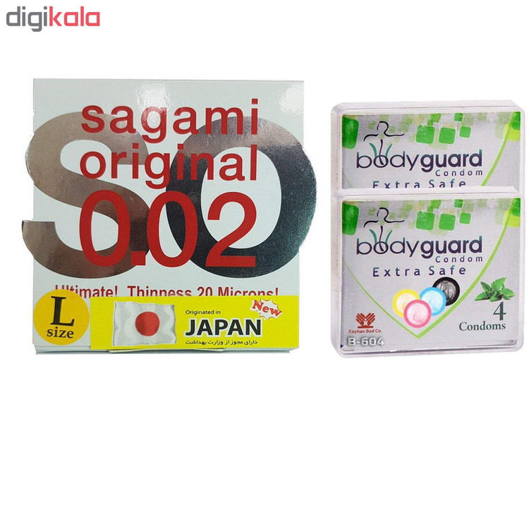 کاندوم ساگامی مدل لارج به همراه کاندوم بادی گارد مدل اکسترا سیف مجموعه 2 عددی