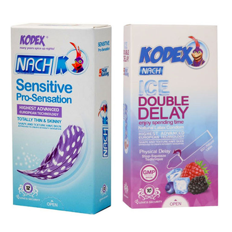 کاندوم ناچ کدکس مدل ICE DOUBLE DELAY بسته 10 عددی به همراه کاندوم ناچ کدکس مدلSensitive بسته 12 عددی