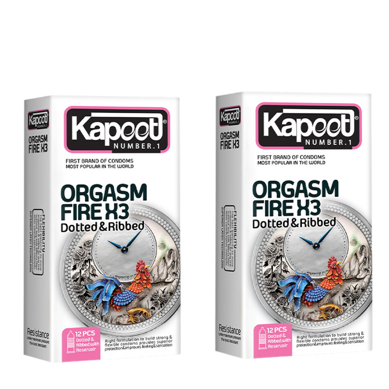 کاندوم کاپوت مدل ORGASM FIRE X3 مجموعه 2 عددی
