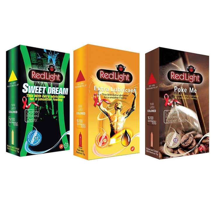 کاندوم ردلایت مدل Sweet Dream Extra Lubricant Poke me مجموعه سه عددی